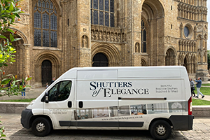 The Shutters of Elegance van outside Lincoln Cathedral